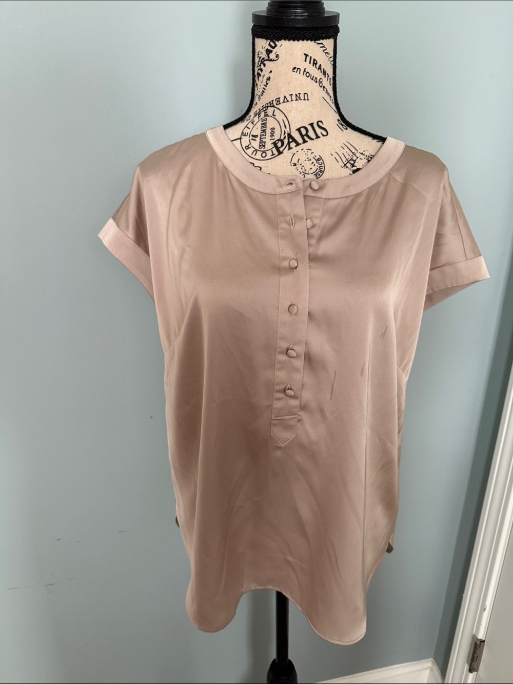 Talbots Blush Short-Sleeve Button-Front Blouse size small